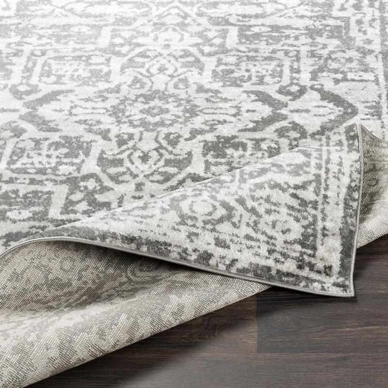 Mark&Day Emma Traditional Charcoal Square Area Rug 5x5 Feet - Soft Living Room, Bedroom & Kitchen Carpet in White Beige Black - Perfect for Home Decor, Cozy Spaces & High Traffic Areas (5'3