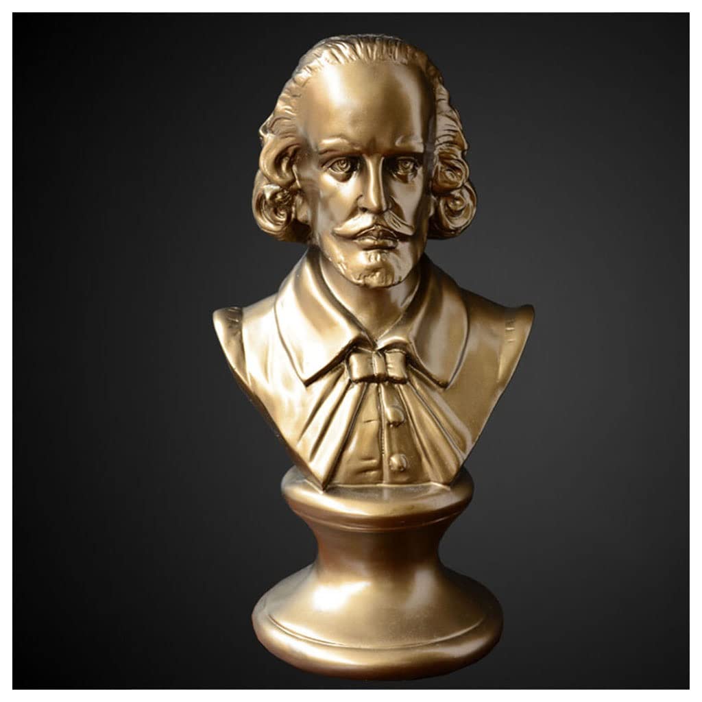 NABEIM Small Shakespeare Bust - William Shakespeare Gold Resin Statue for Home Decor, Office, Bookshelf | Perfect for Sketch Practice, Artist Gifts & Literary Enthusiasts