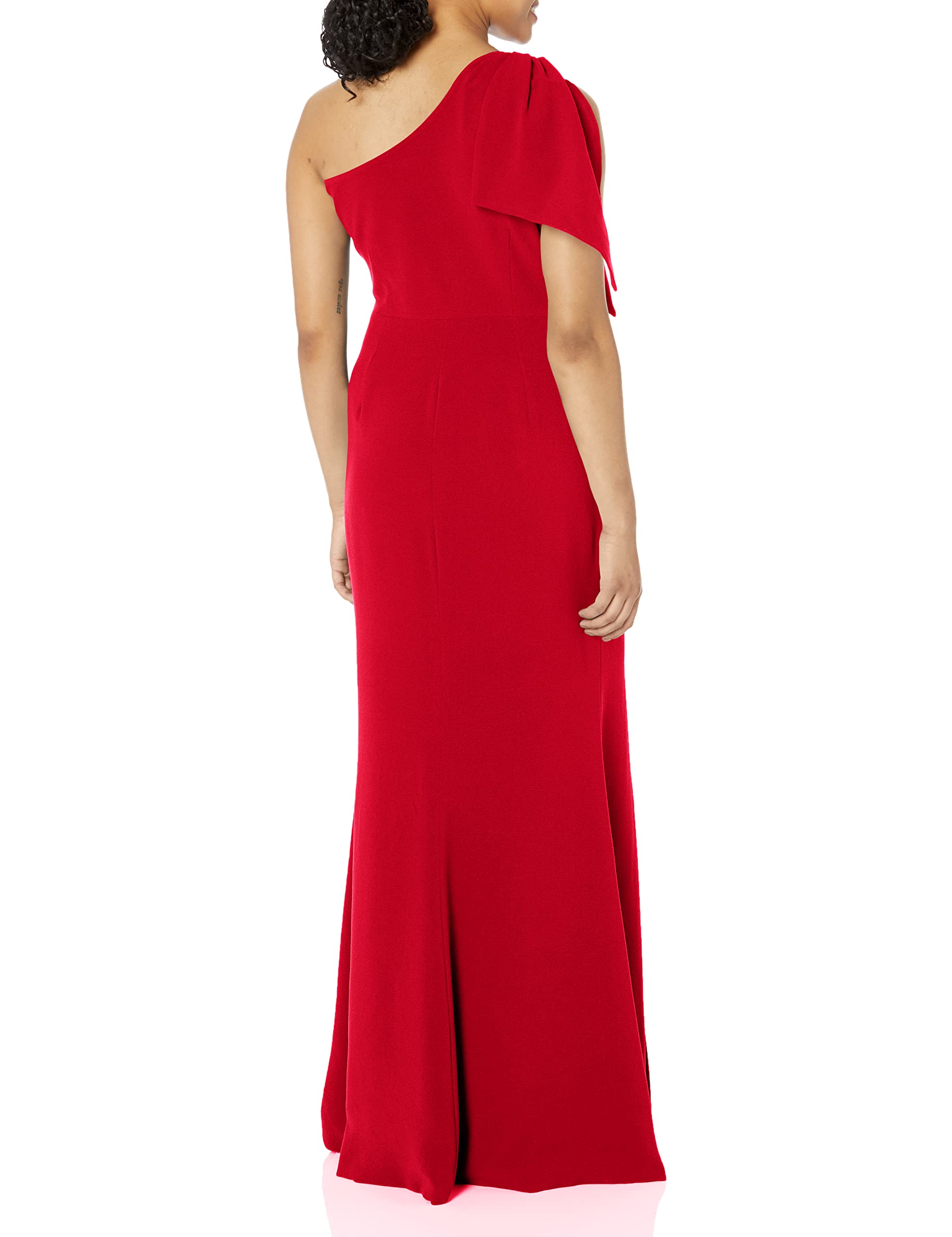Dress the Population Women's Georgina One Shoulder Bow Detail Trumpet Gown Long Dress - Elegant Formal Evening Gown for Prom, Wedding, Red Carpet & Special Occasions