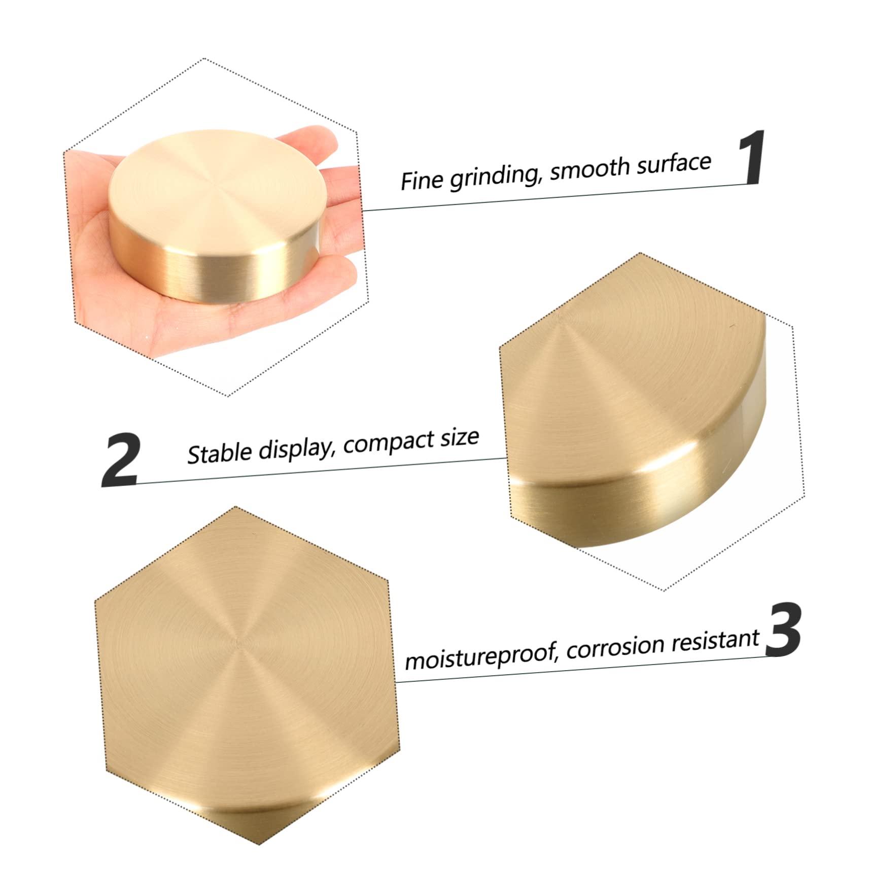 WOONEKY 2-Pack Brass Round Paperweights - Heavy Duty Decorative Paper Holders for Office, Desk, and Home Use - Perfect for Books, Documents, and Artwork