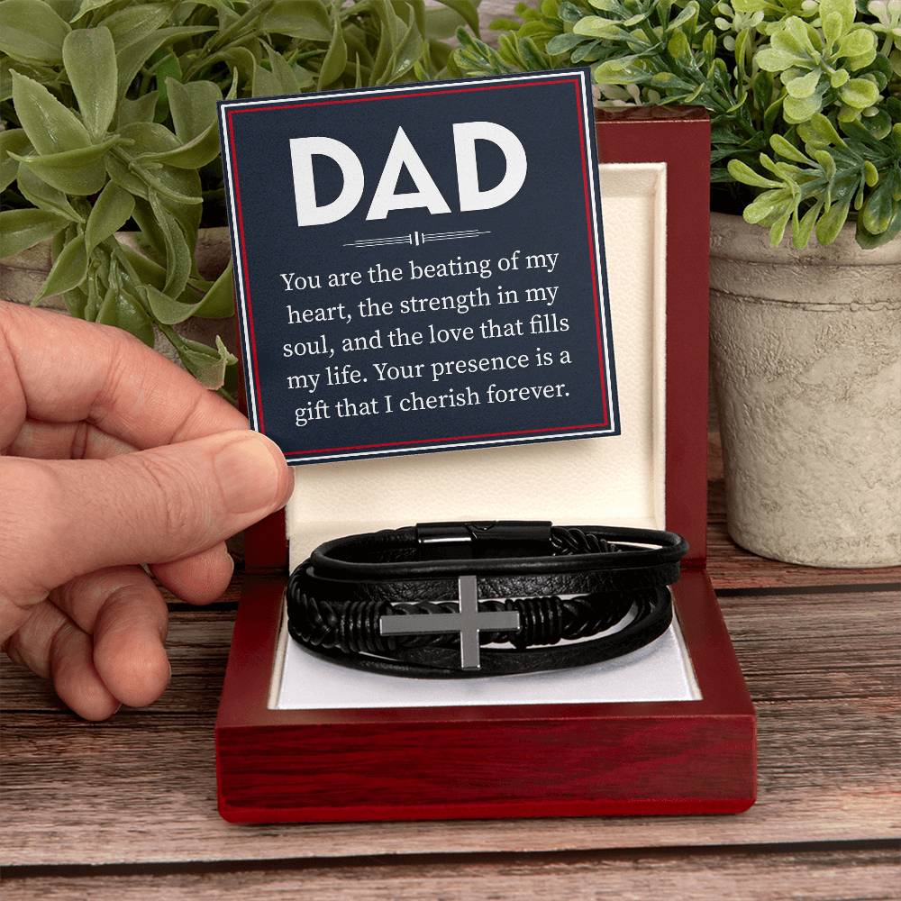 Stylish Leather Cross Bracelet for Dad - Perfect Father's Day, Birthday & Christmas Gifts - Ideal for Daily Wear & Special Occasions