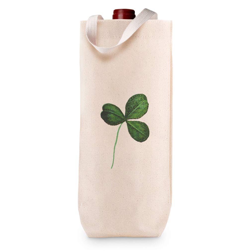 Custom Cotton Wine Gift Bag - Green Shamrock St. Patrick's Day Tote | Eco-Friendly Canvas Party Accessories for Housewarming, Holidays & Special Occasions | Perfect for Wine Gifts, Bridal Showers & Irish-Themed Celebrations