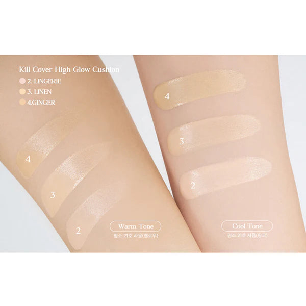 CLIO Kill Cover High Glow Cushion Foundation 14g (Original+Refill) - Lightweight Hydrating BB Cream for Flawless Coverage | Perfect for Daily Wear & Touch-Ups