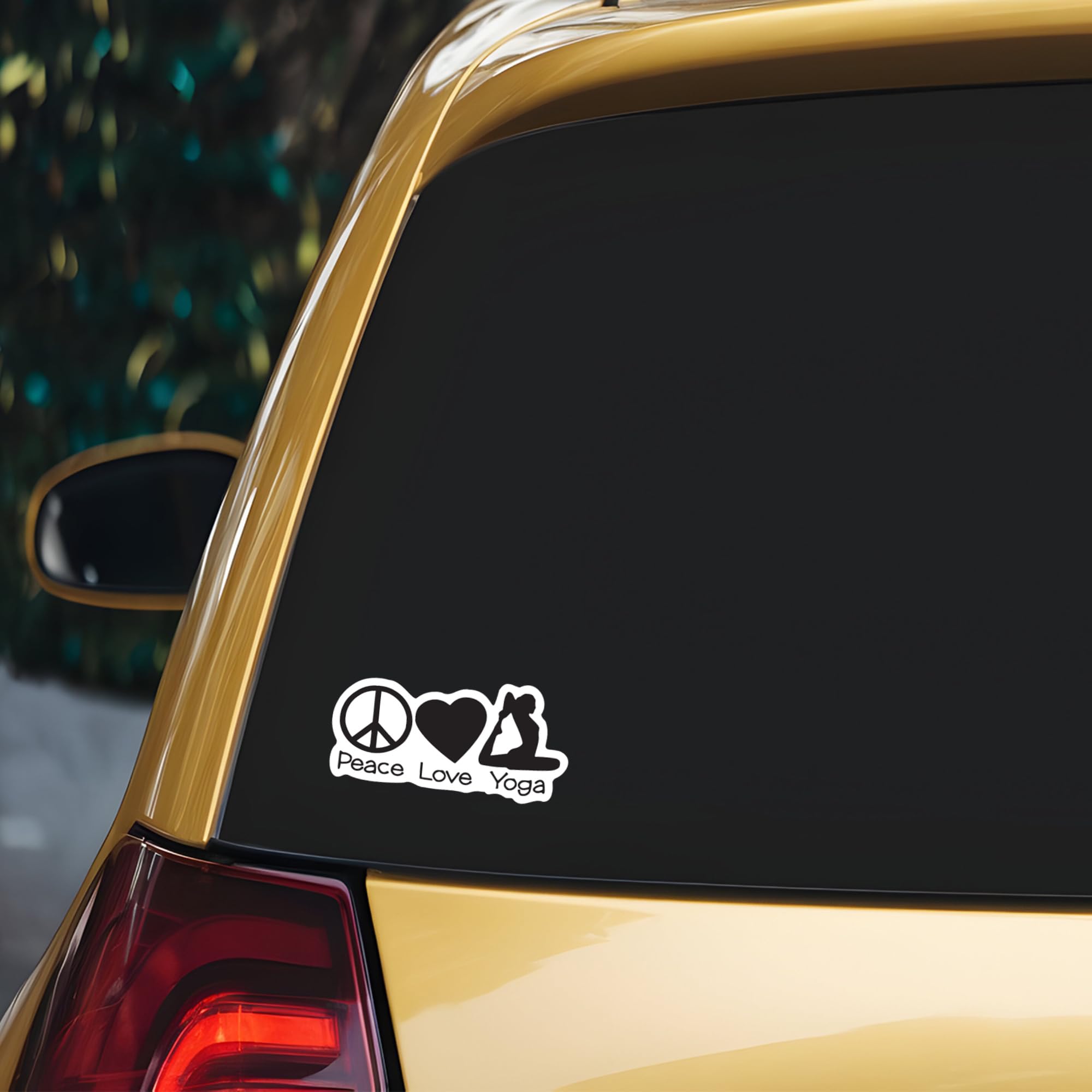 Peace Love Yoga Girl Vinyl Decal Sticker - Black on White Background | 5.5 Inch Removable Waterproof Sticker for Cars, Windows, Walls, Laptops | KCD2370 | Perfect for Yoga Lovers, Meditation Spaces & Boho Home Decor