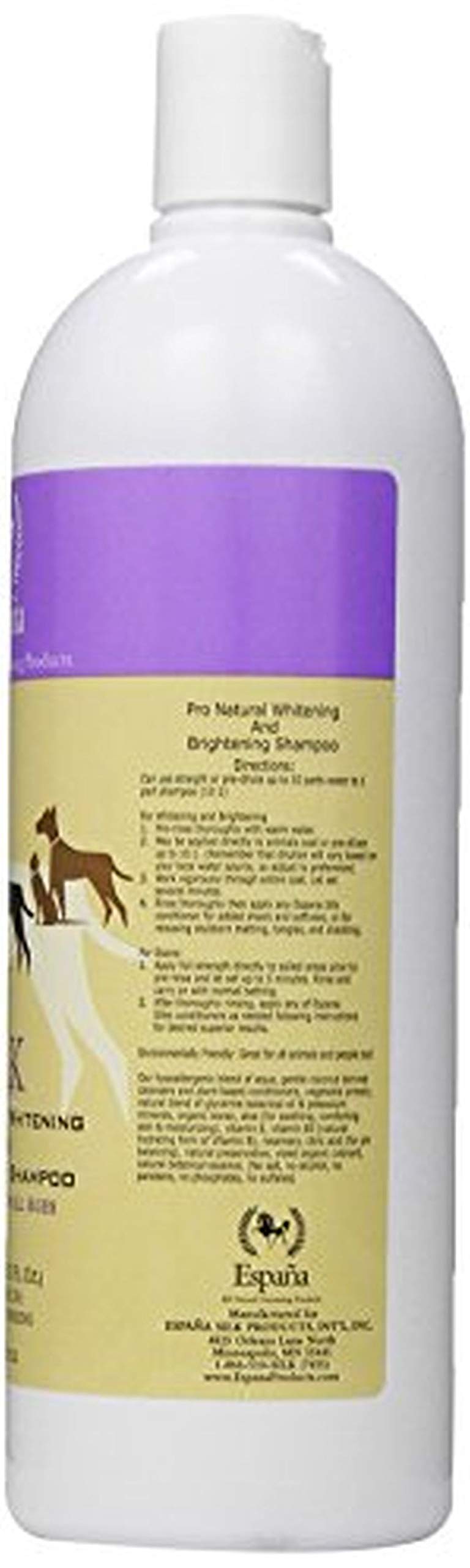 Espana Silk ESP0320DC Whitening & Brightening Shampoo for Dogs & Cats - 33.82oz Silk Protein Formula for Shiny Fur | Perfect for Show Pets & Daily Grooming