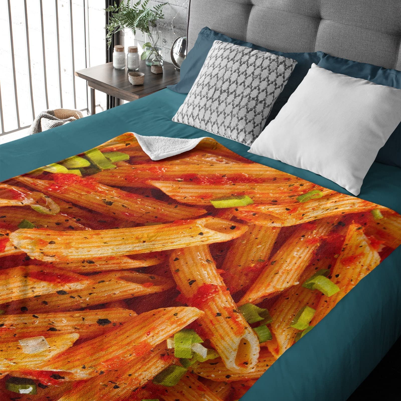 Mac N Cheese Blanket - Oversized 120x90 Inch Microplush Fleece Throw - Lightweight & Warm for All Seasons - Perfect for Couch, Bed, Sofa - Cozy Home Decor for Fall, Winter, Spring & Summer