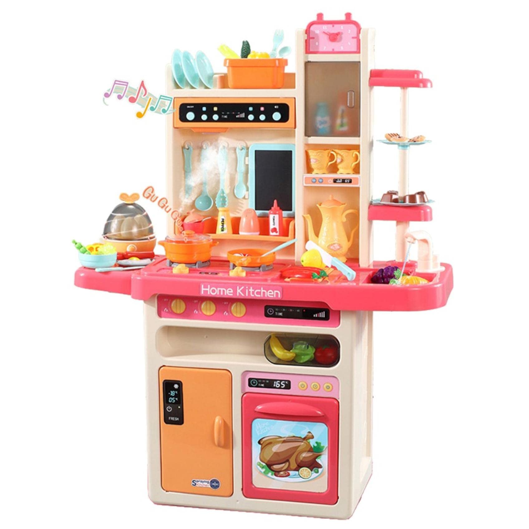 CSBYBD Interactive Kids Play Kitchen Set with Realistic Lights & Sounds - 24x13x28.5 Inch Multicolor Toy Kitchen with Accessories - Perfect for Pretend Play, Role Playing & Early Learning at Home or Preschool