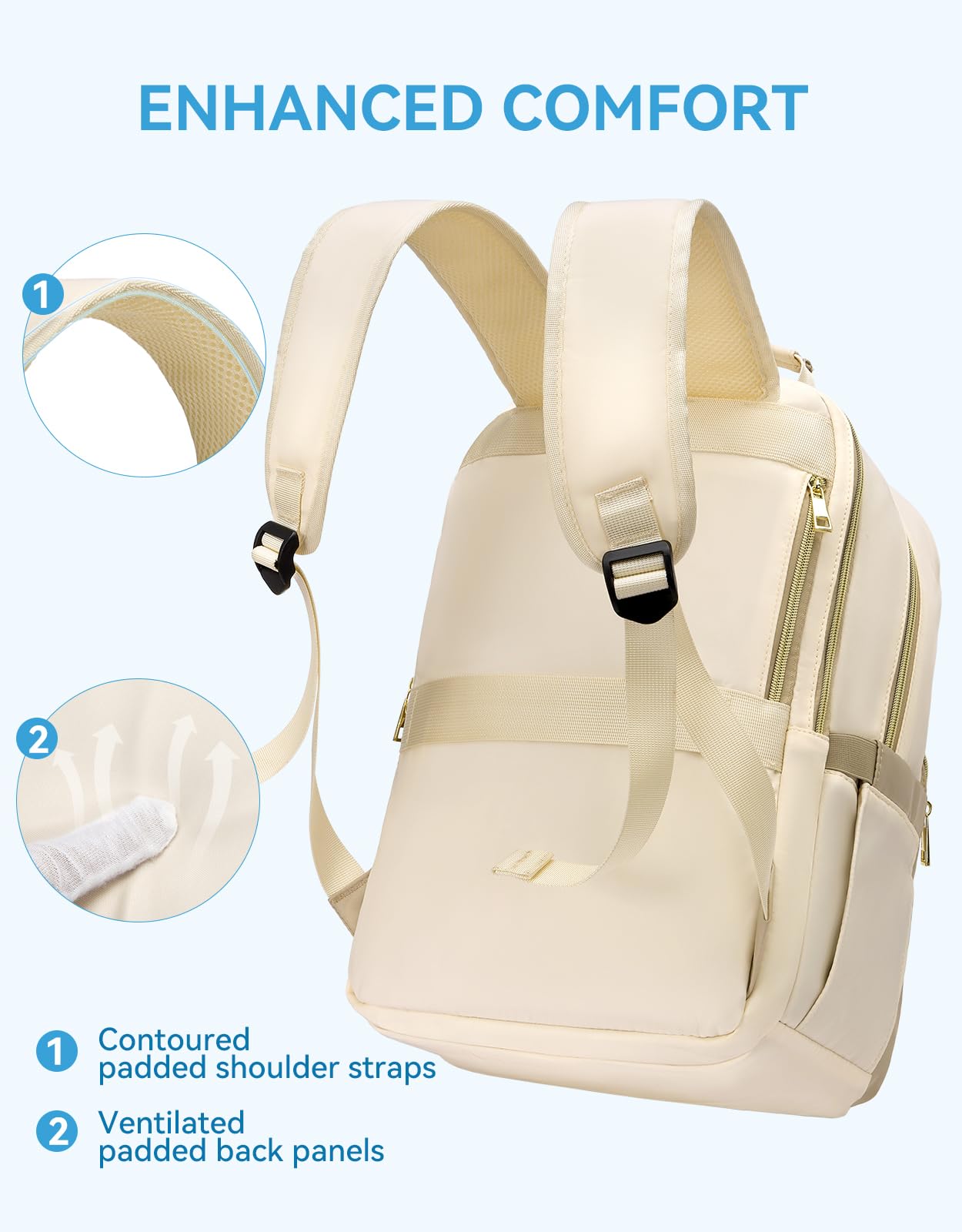 BOSTANTEN 15.6 Inch Laptop Backpack for Women - Stylish College Teacher Computer Bag with USB Charging Port - Perfect for Work, Travel & School Essentials