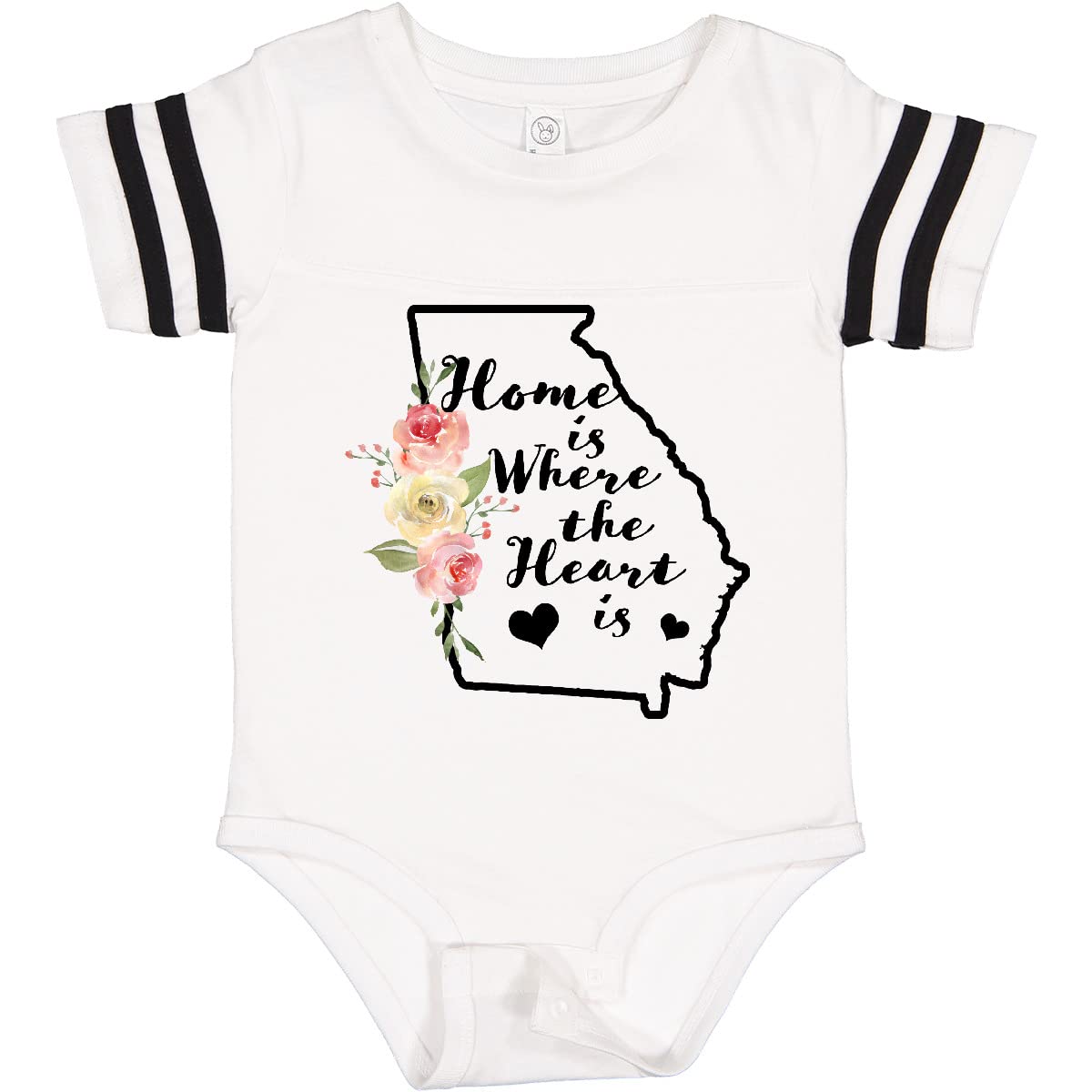 Inktastic Georgia Home Where The Heart Is Watercolor Floral Baby Bodysuit - Soft Cotton Infant Onesie for Newborns, Photo Shoots & Family Gatherings