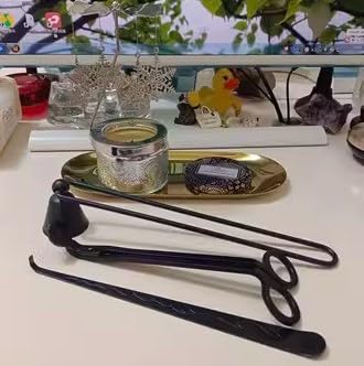 KUMGROT 2-Pack Stainless Steel Candle Wick Dippers - Black Candle Accessories with Patterned Handle for Safely Extinguishing Flames | Perfect for Home Decor, Aromatherapy & Romantic Dinner Settings