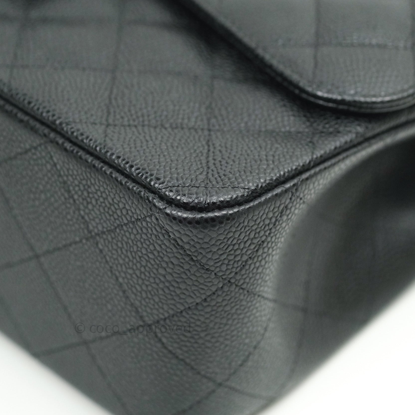 Chanel Classic Jumbo Double Flap Bag in Black Caviar Leather with Silver Hardware | Luxury Designer Handbag for Women | Perfect for Evening Events, Work & Special Occasions