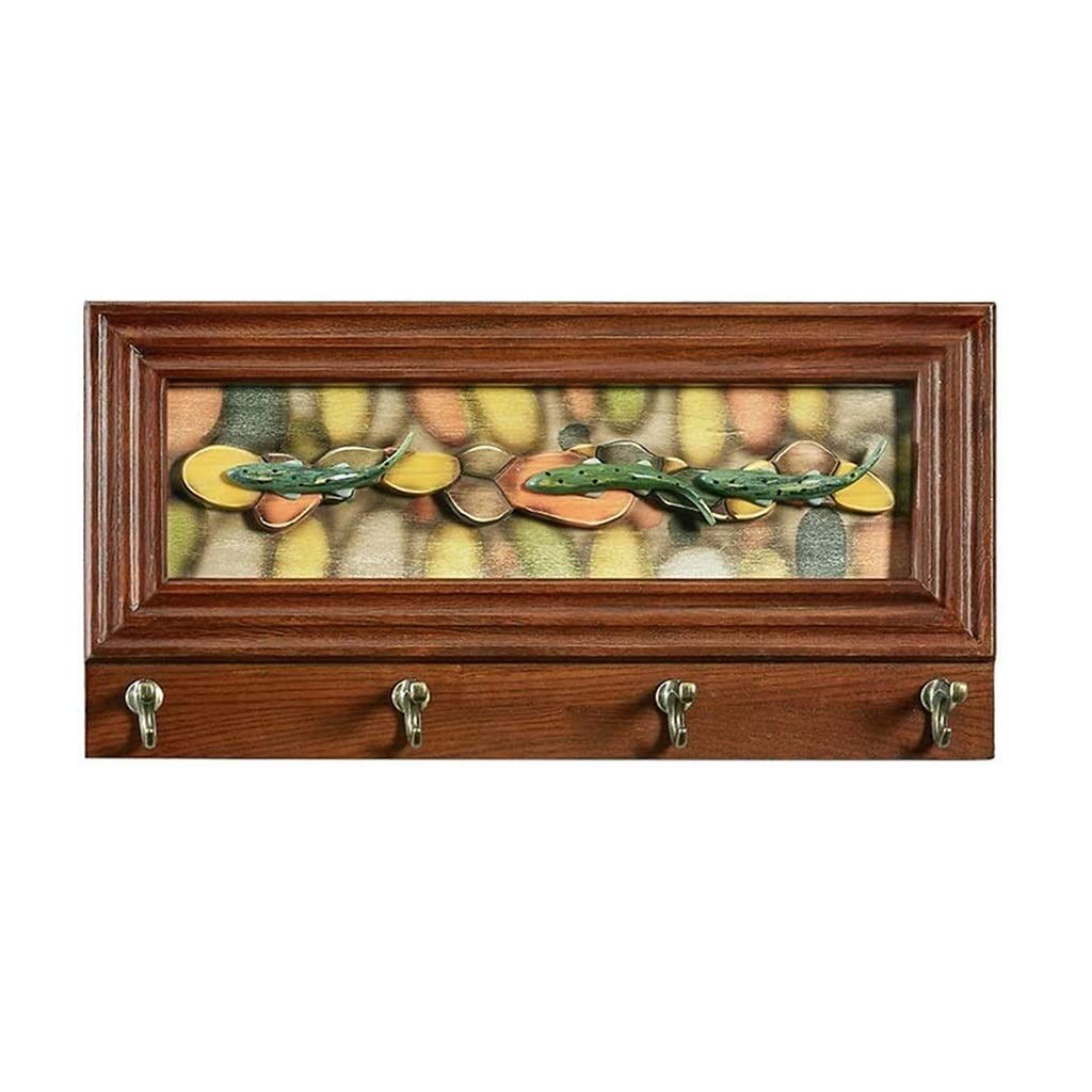 Sturdy Wooden Wall-Mounted Coat Rack with 4 Hooks - Brown Relief Design for Hats, Coats & Bags | Perfect for Entryway, Bedroom & Closet Organization