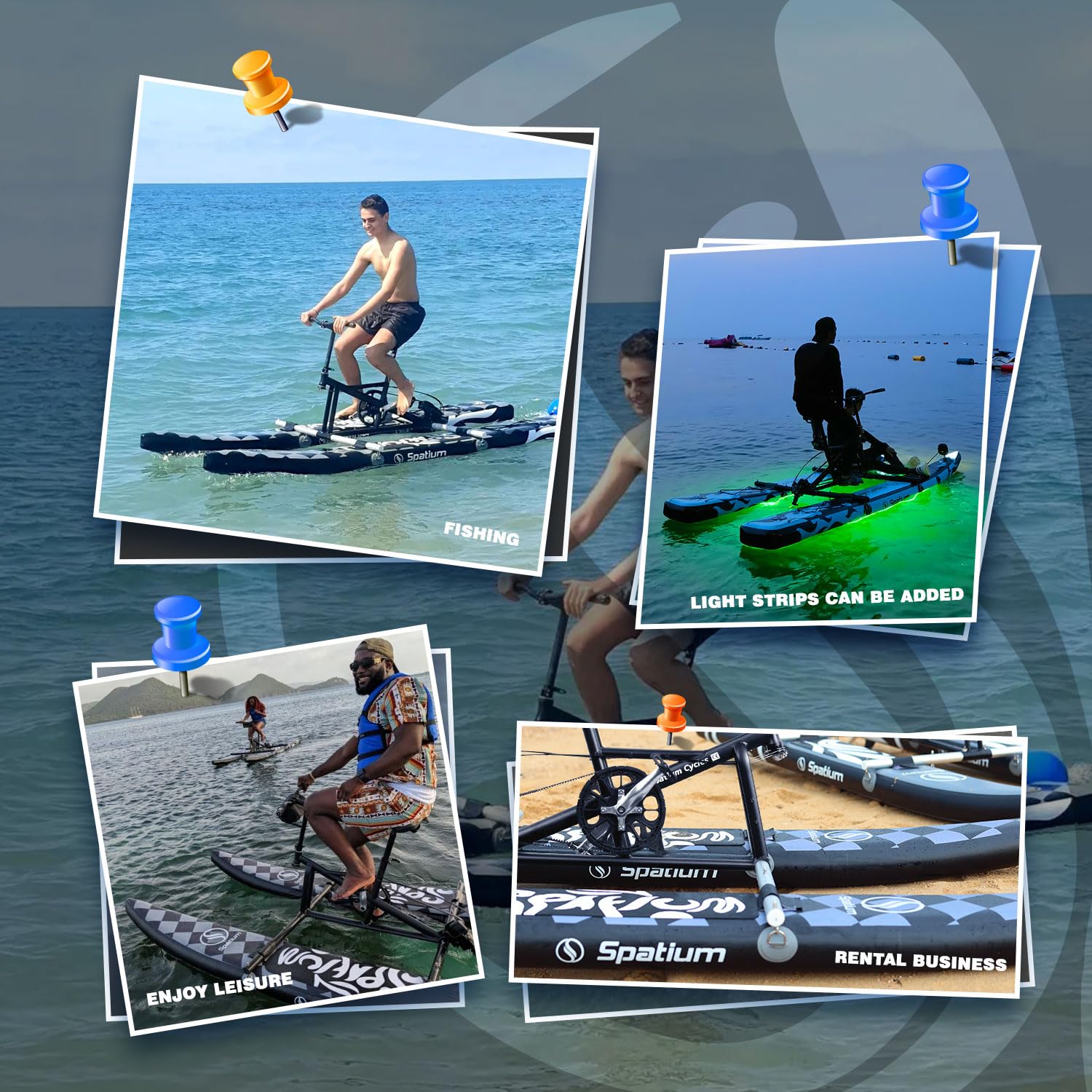 **Spacious Inflatable SUP Water Bike - Pedal Boat for Lakes, Fishing & Kayaking | Hands-Free Fun for Water Sports & Outdoor Adventures**