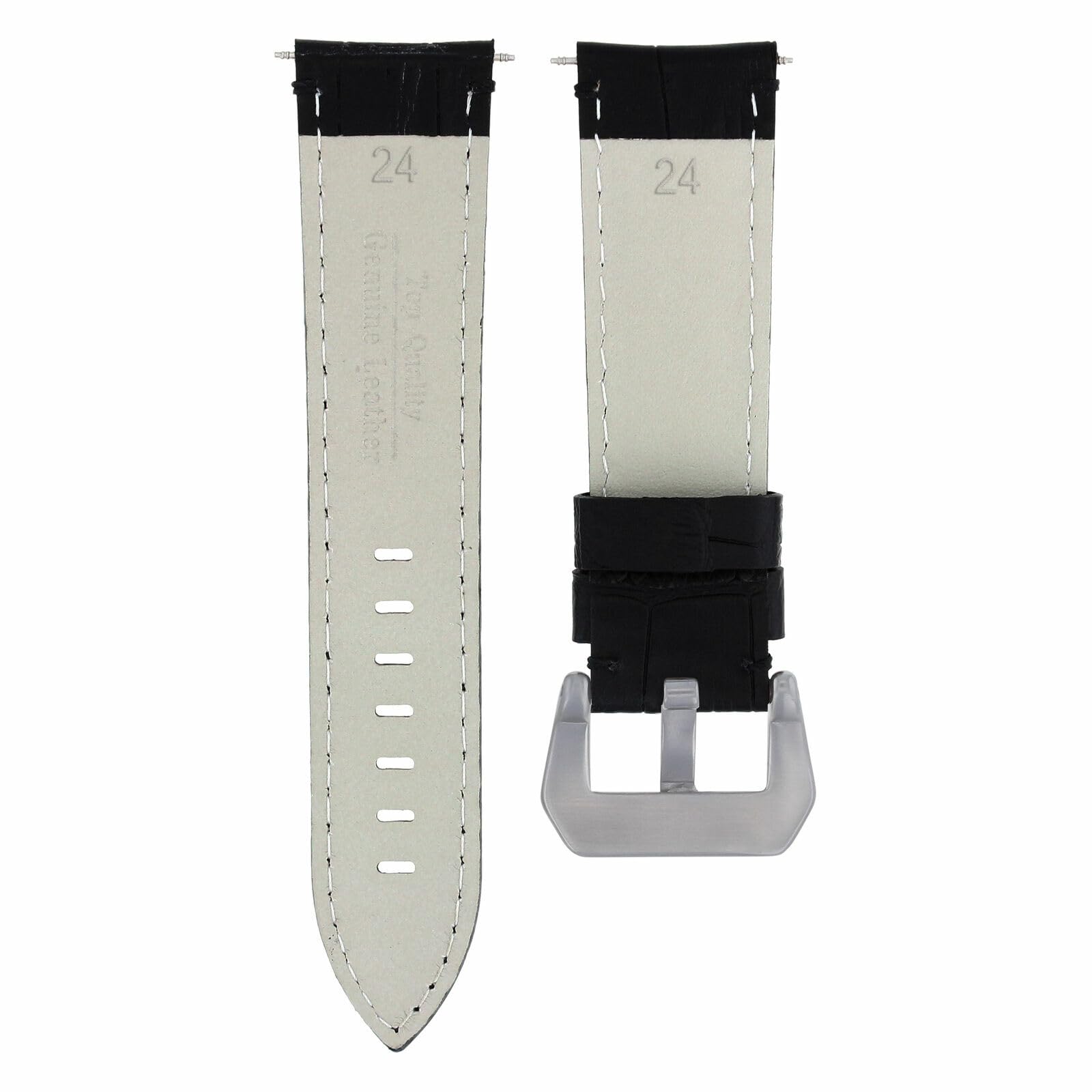 24mm Genuine Leather Watch Band Strap for Men's Montblanc Watch - Black Replacement Strap | Durable & Comfortable for Business, Casual & Formal Occasions