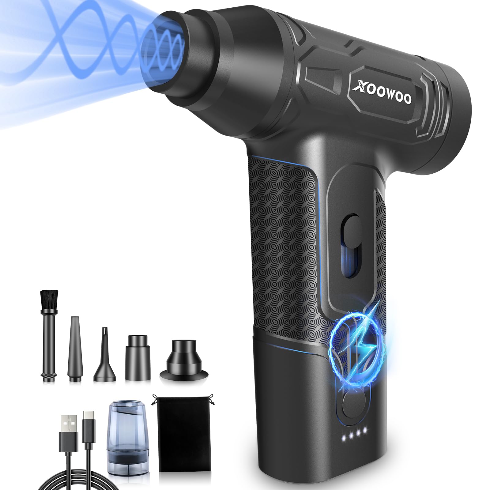 **Rechargeable Electric Air Duster - 250,000 RPM Cordless Compressed Air Blower for Cleaning PC, Keyboard, Car & Outdoor Gear | Dust Removal for Electronics, Home & Workspace**