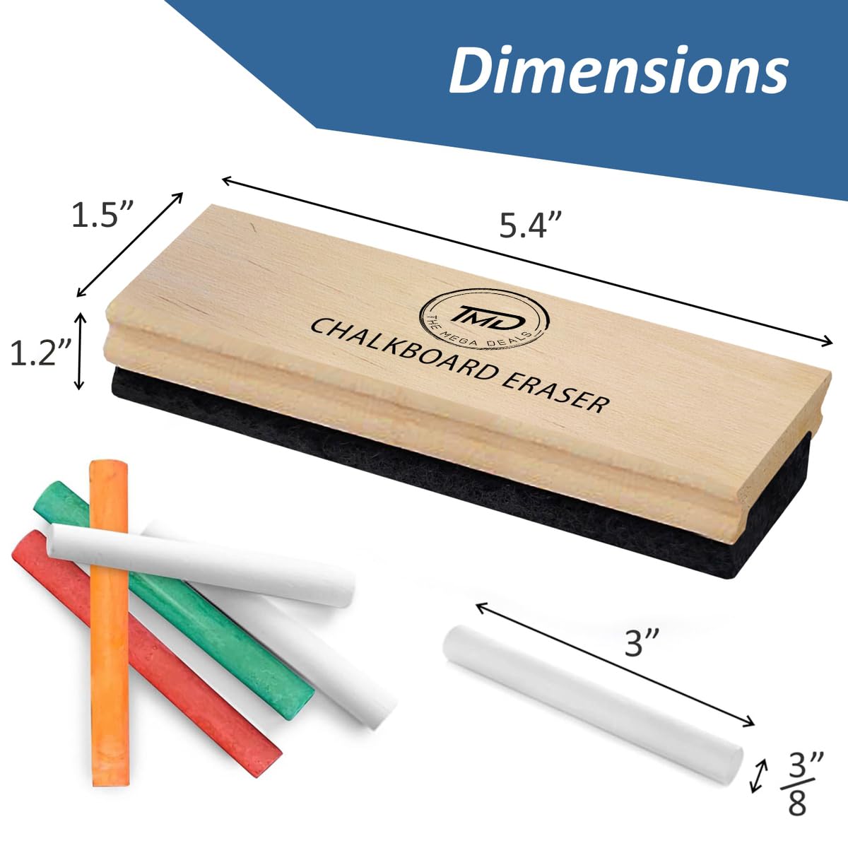 **24-Pack Dustless Chalkboard Chalk & Eraser Set - 12 White & 12 Colored Chalks with 1 Felt Eraser | Non-Toxic, Kid-Friendly for Classroom, Office & Home | Perfect for Teaching, Drawing & DIY Projects**