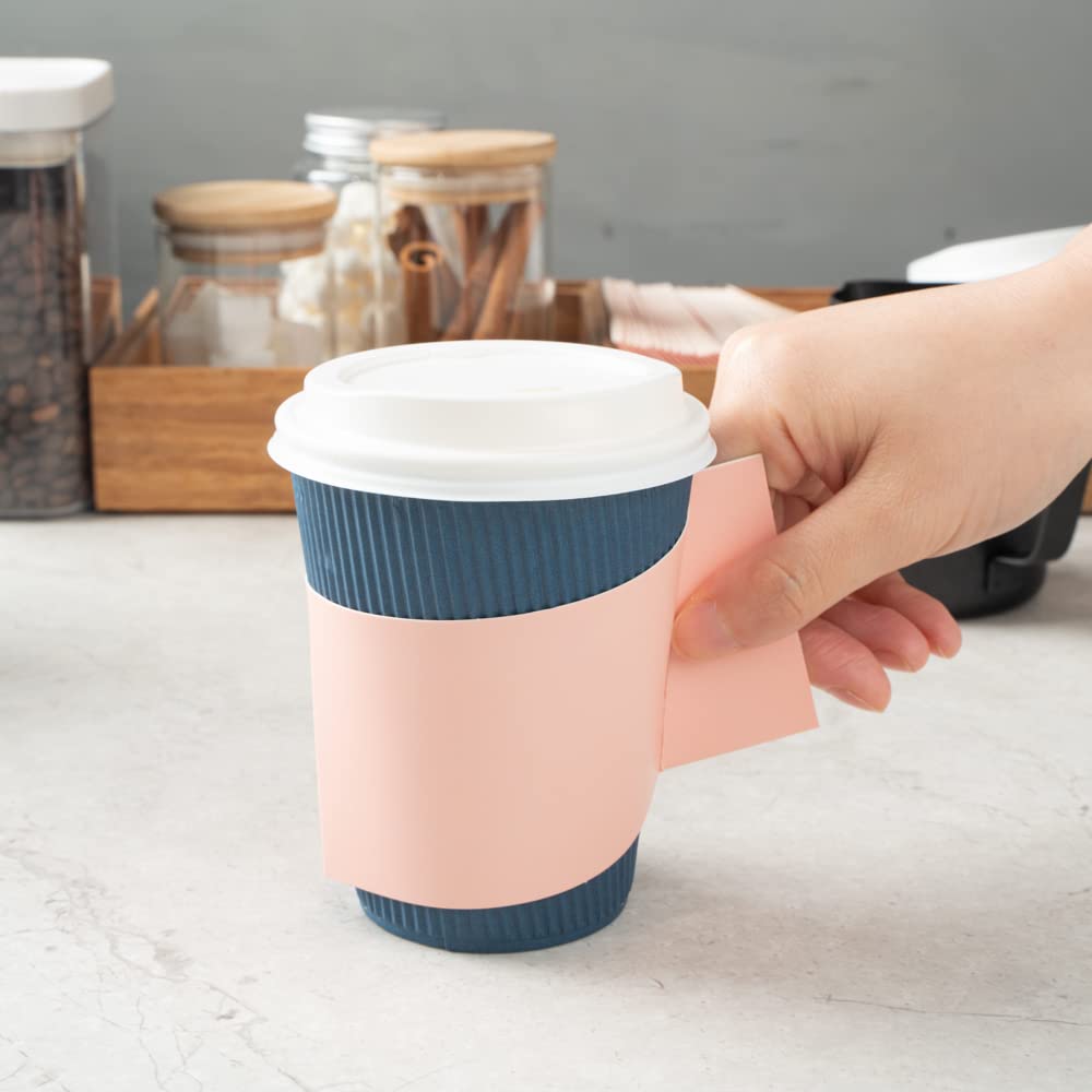 Restpresso Disposable Hot Coffee Sleeves with Handle - 1000 Count Nude Paper Cup Jackets for 12/16/20 oz Cups (Cups Sold Separately) - Perfect for Coffee Shops, Cafes & Takeout Businesses