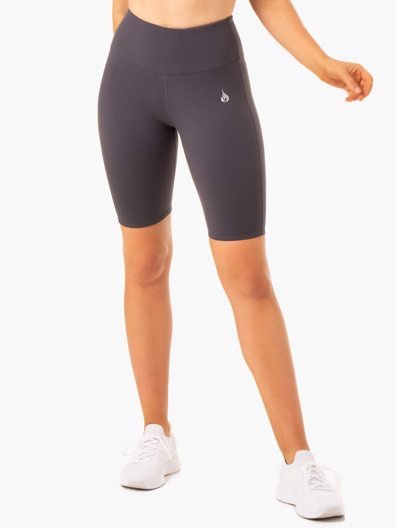 High Waisted Scrunch Bum Bike Shorts for Women - Charcoal Seamless Workout Shorts | Yoga, Running, Gym & Lounge Wear