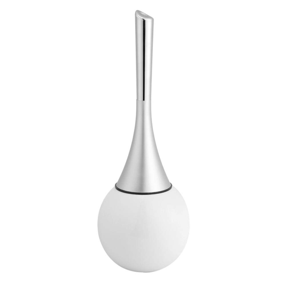 Ymiko Stainless Steel Toilet Brush and Holder Set - Durable Bathroom Cleaning Brush with Sturdy Base for Toilet Bowl Scrub - Perfect for Home, Apartment & Guest Bathroom Cleaning (White)