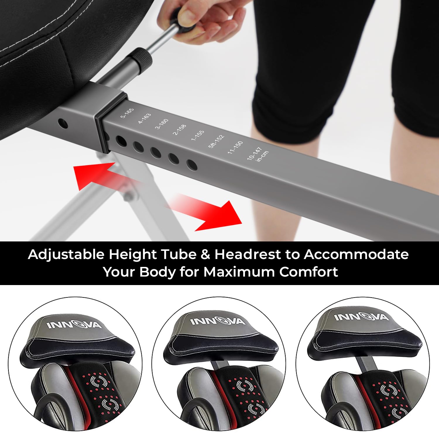 Innova Advanced Heat and Massage Inversion Table for Back Pain Relief - Therapeutic Home Fitness Equipment for Spinal Decompression and Muscle Relaxation - Perfect for Home Gym, Physical Therapy, and Stress Relief