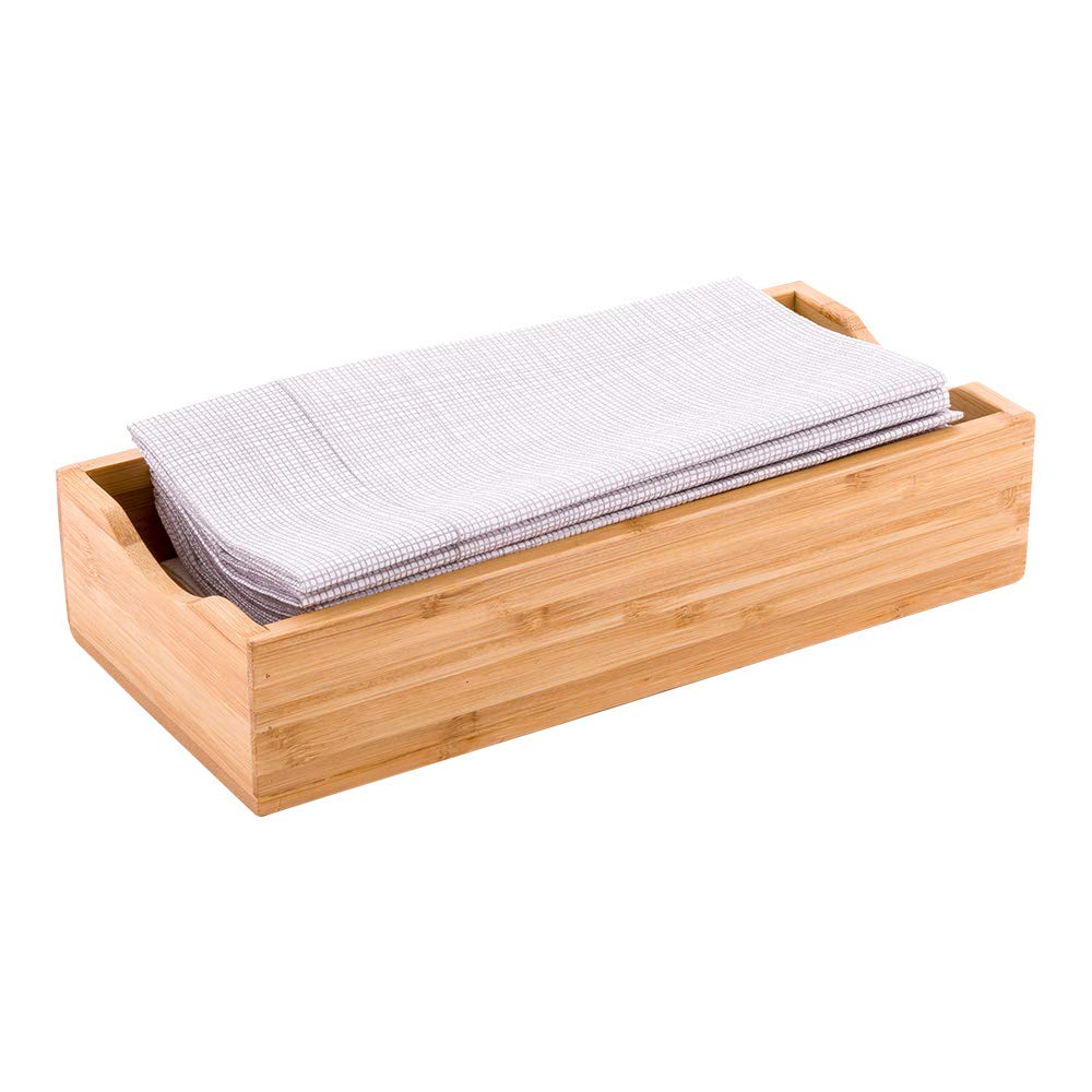 Restaurantware 9.5 x 4.25 x 2 Inch Wooden Napkin Holder - Natural Bamboo Rectangle Tabletop Organizer for Kitchen, Dining Room & Restaurant Decor | Perfect for Countertops, Buffets & Table Settings