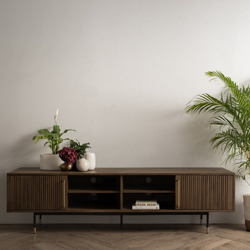 Solid Acacia Wood TV Stand 200cm - Hamilton Entertainment Unit in Toffee Color | Perfect for Living Room & Home Theater Setup