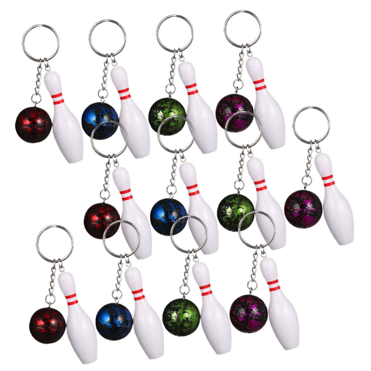 KICHOUSE 36 Pcs Bowling Keychain Set - Metal Bowling Ball Key Rings for Purse, Bowling Player Gift & Inspiration - Perfect for Sports Enthusiasts, Team Gifts & Bowling Party Favors
