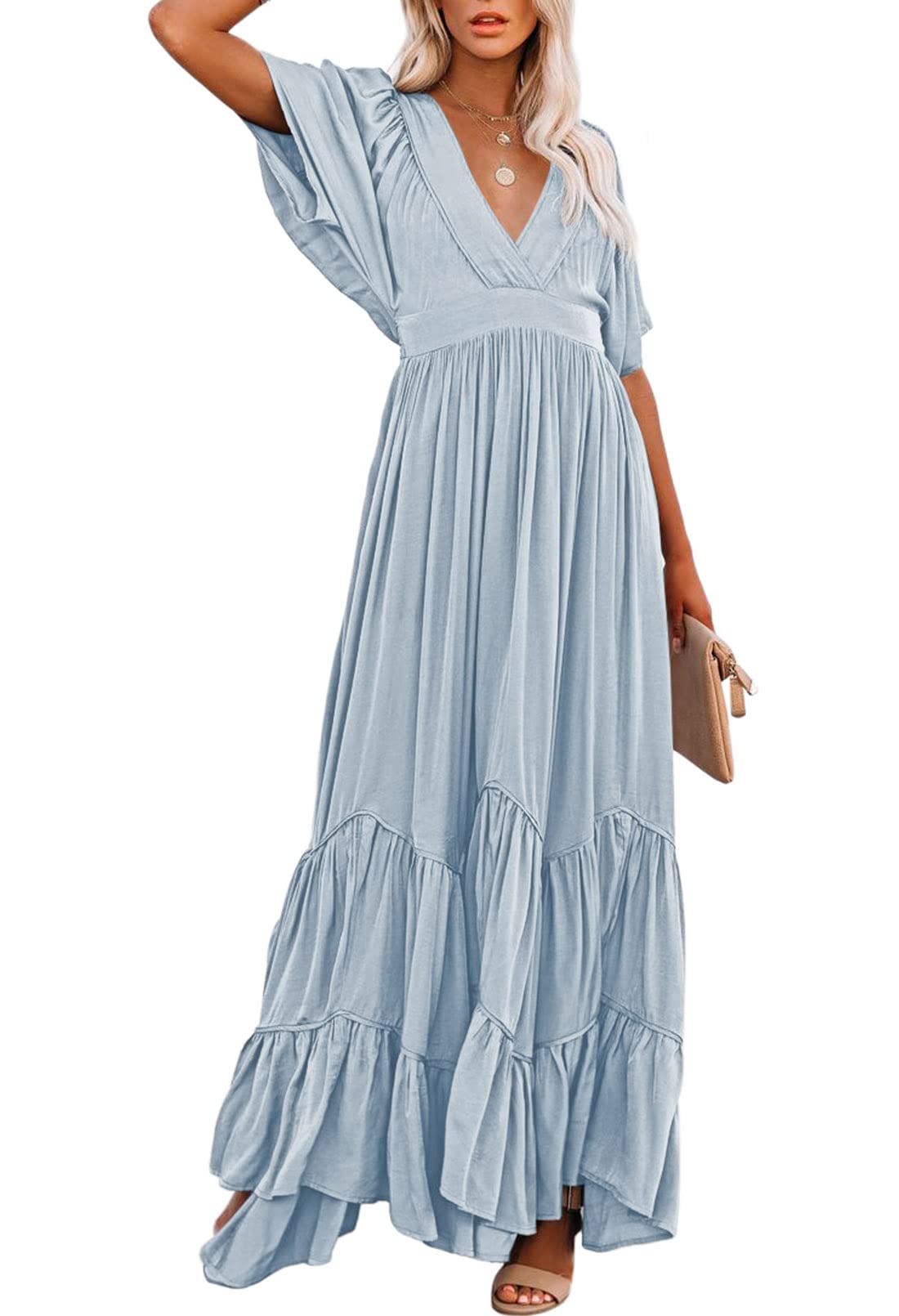 Linsery Women's Maxi Dress - Summer Boho Flowy Long Dress for Beach, Vacation & Casual Wear
