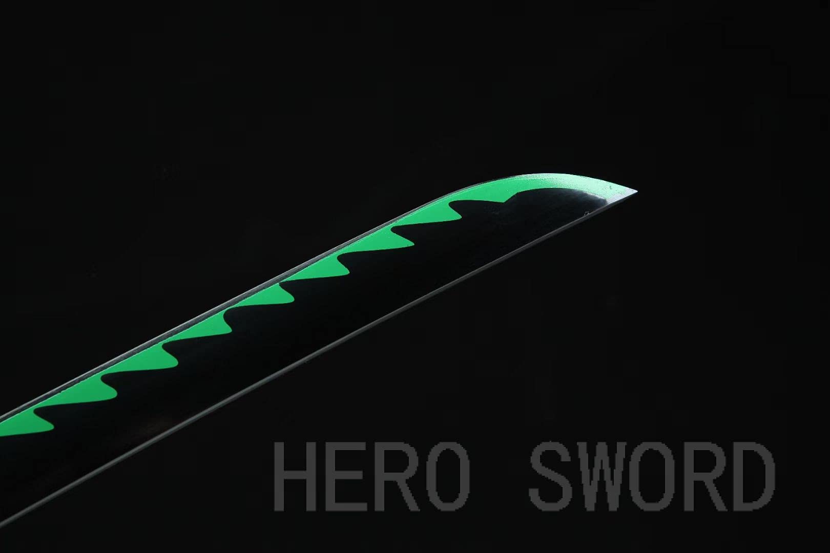 HERO SWORD Japanese Anime Katana - Hand Forged 1045 Carbon Steel Samurai Sword, Full Tang Handmade Sharp Blade - Demon Slayer Inspired Katana for Cosplay, Martial Arts Training & Collection