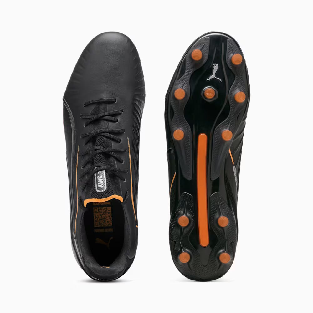 Puma King Ultimate FG/AG Football Boots for Men - Black/Fire/Silver - Lightweight Soccer Cleats for Firm & Artificial Grass - Perfect for Training & Matches