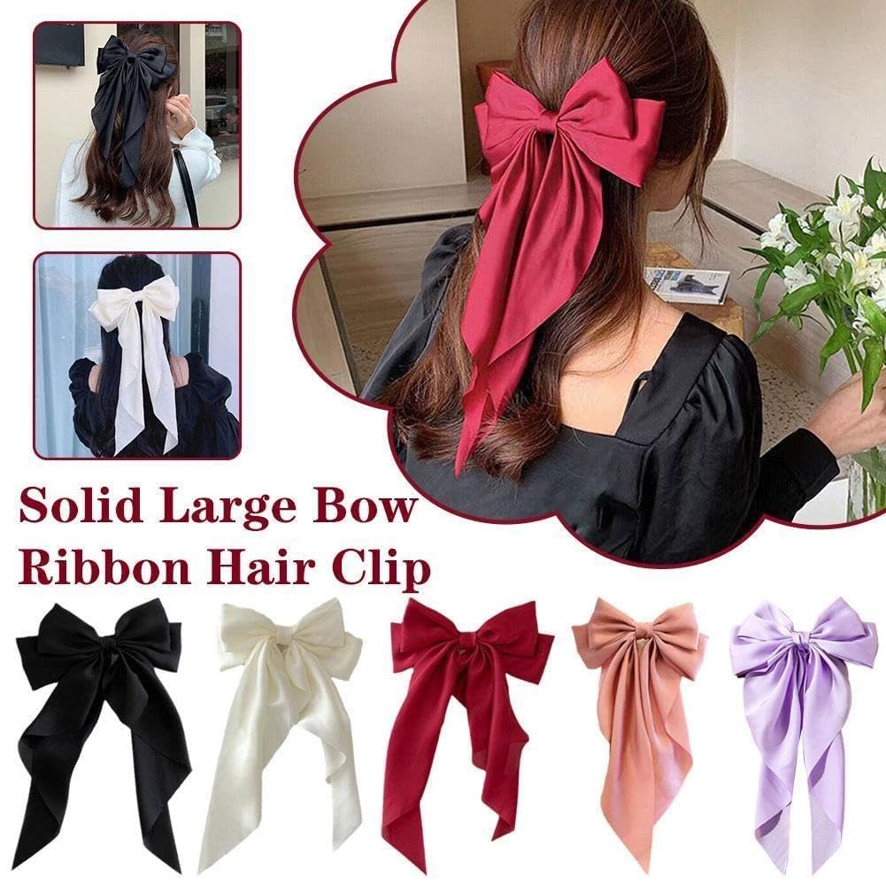 Elegant Large Bow Ribbon Hair Clip for Women - Soft Satin Headband Hairpin Hair Accessories for Weddings, Parties & Everyday Style
