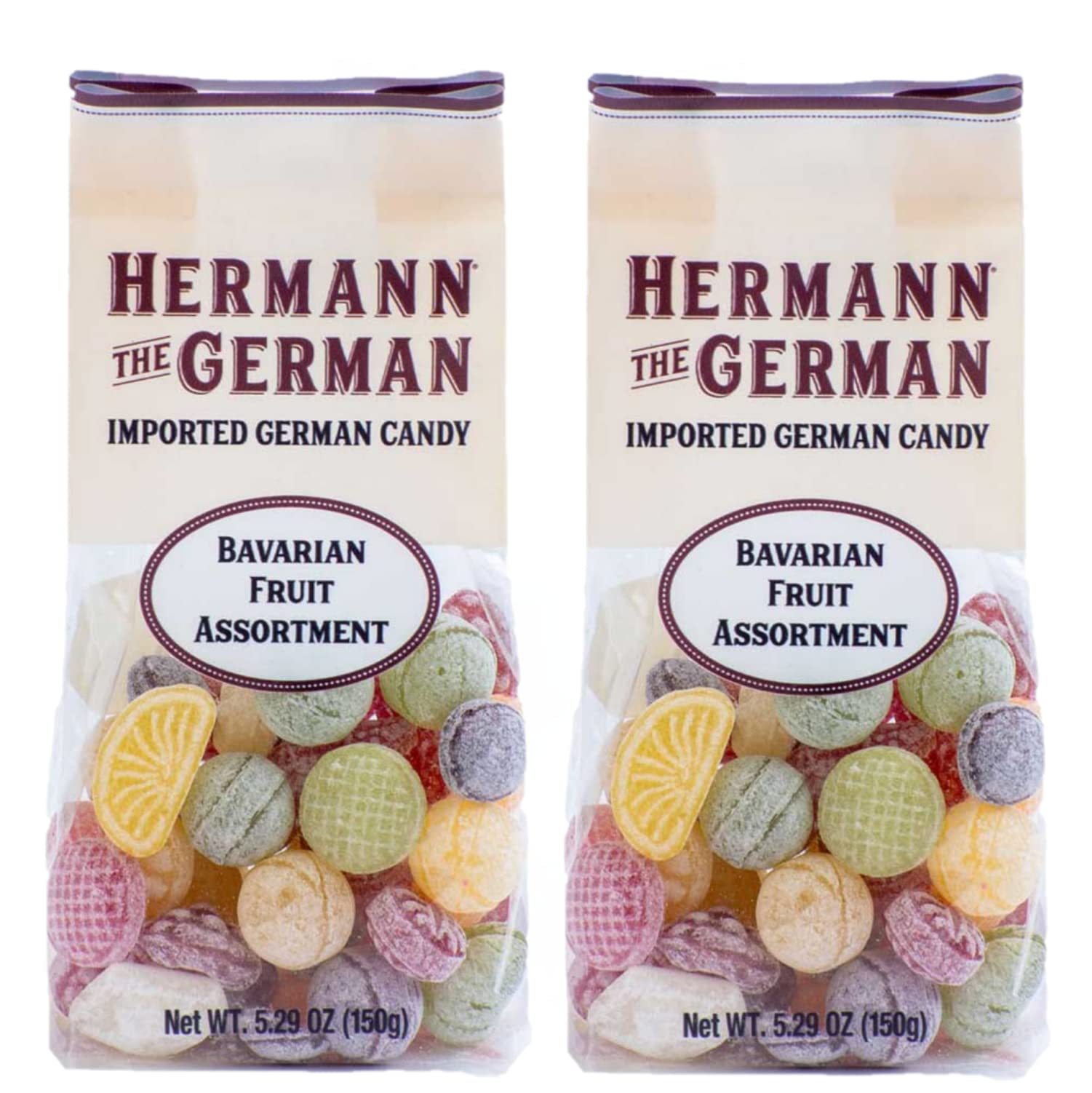 Hermann the German Hard Candy - Authentic Bavarian Fruit Candy Assortment - Imported German Sweets - Pack of 2 - Perfect for Gifts, Parties & Traditional European Treats