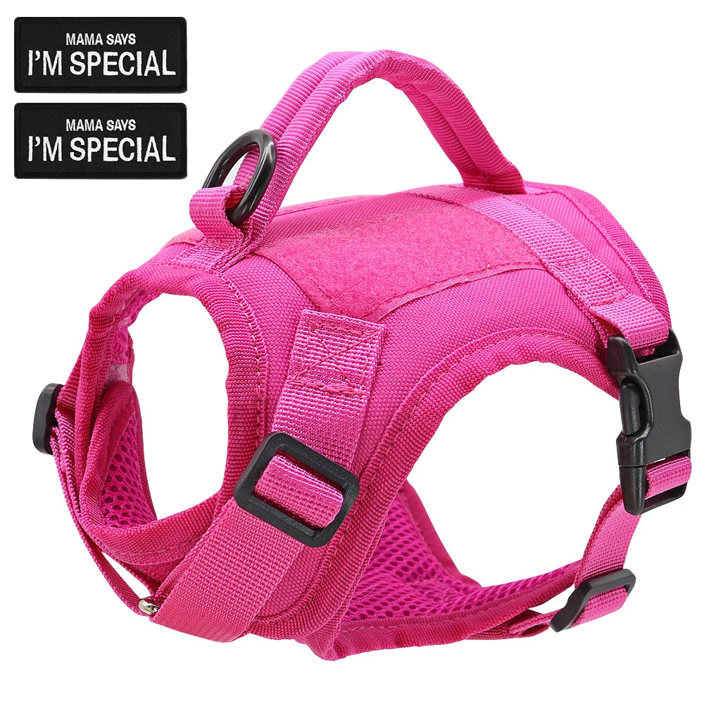 Military Tactical Cat Harness Vest with Adjustable Straps & Reflective Stickers - Escape Proof Pet Safety Gear for Outdoor Adventures, Hiking & Camping