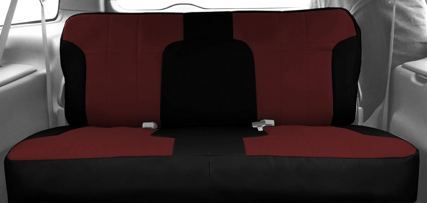 CalTrend Cordura Seat Covers for 2002-2004 Chevy Tracker - Burgundy/Black | Durable Rear Bench Protection