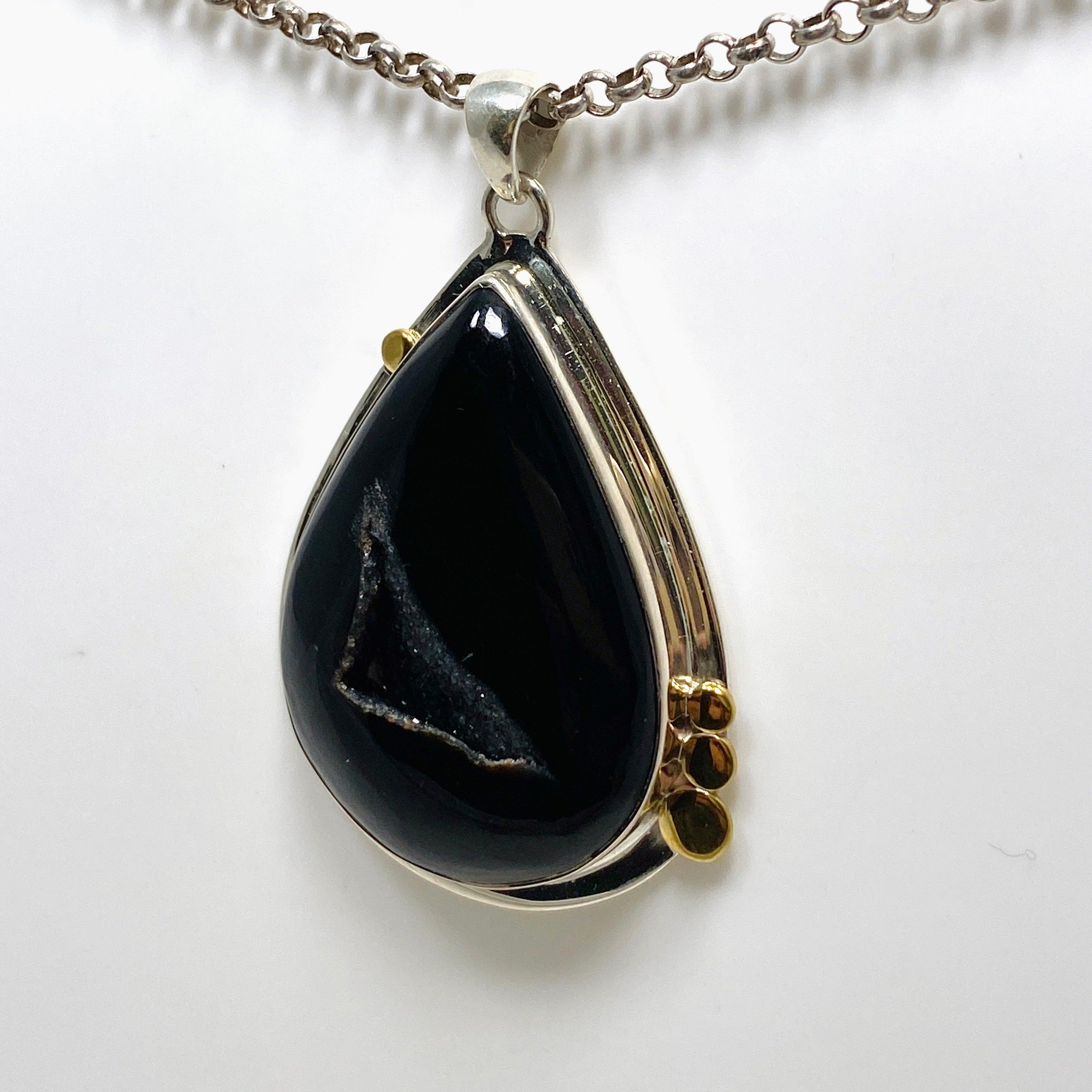 Druzy Agate Teardrop Pendant Necklace with Brass Accents KPGJ4359 - Elegant Boho Jewelry for Women, Perfect for Everyday Wear & Special Occasions