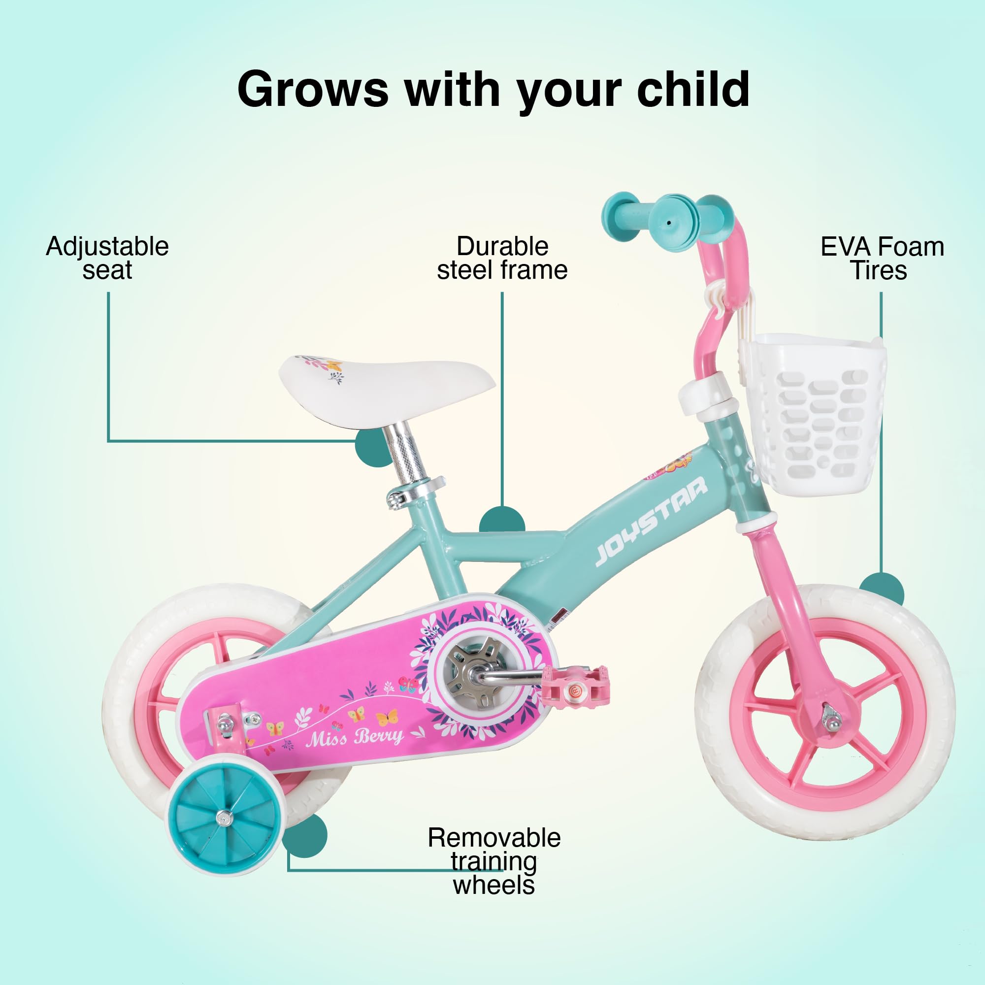 JOYSTAR 10 & 12 Inch Kids Bike for Boys and Girls Ages 1-4 Years - Toddler Bicycle with Training Wheels, Detachable Push Handle & Basket - First Pedal Bike for Toddlers - Perfect for Backyard Riding, Park Adventures & Learning to Cycle (Multiple Colors)