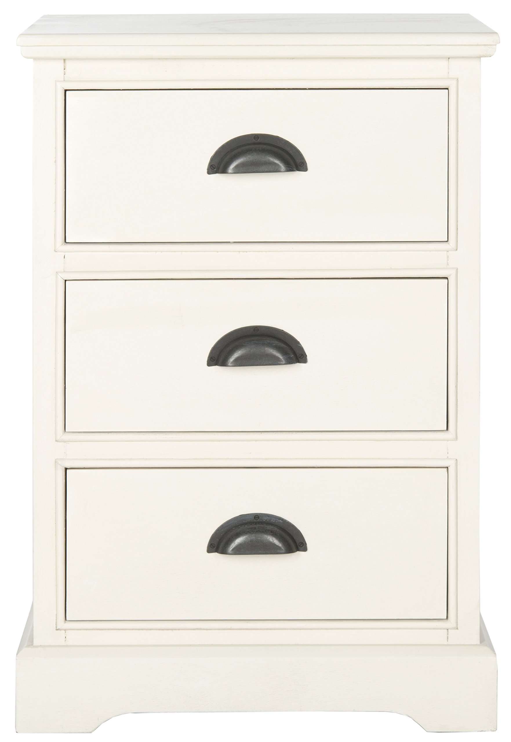 SAFAVIEH American Homes Collection Griffin Grey 3-Drawer Nightstand - Perfect for Bedroom, Living Room & Guest Room Storage