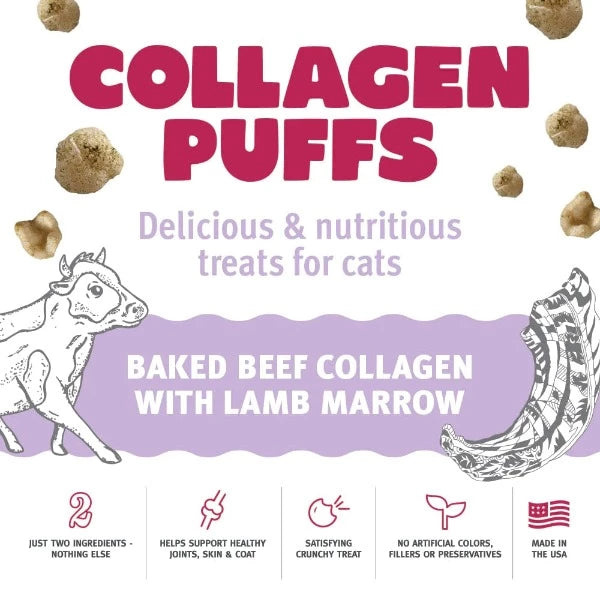 Premium Icelandic Beef Collagen Puffs with Marrow - All-Natural Cat Treats for Joint Health & Shiny Coat | Perfect for Training Rewards & Senior Cats