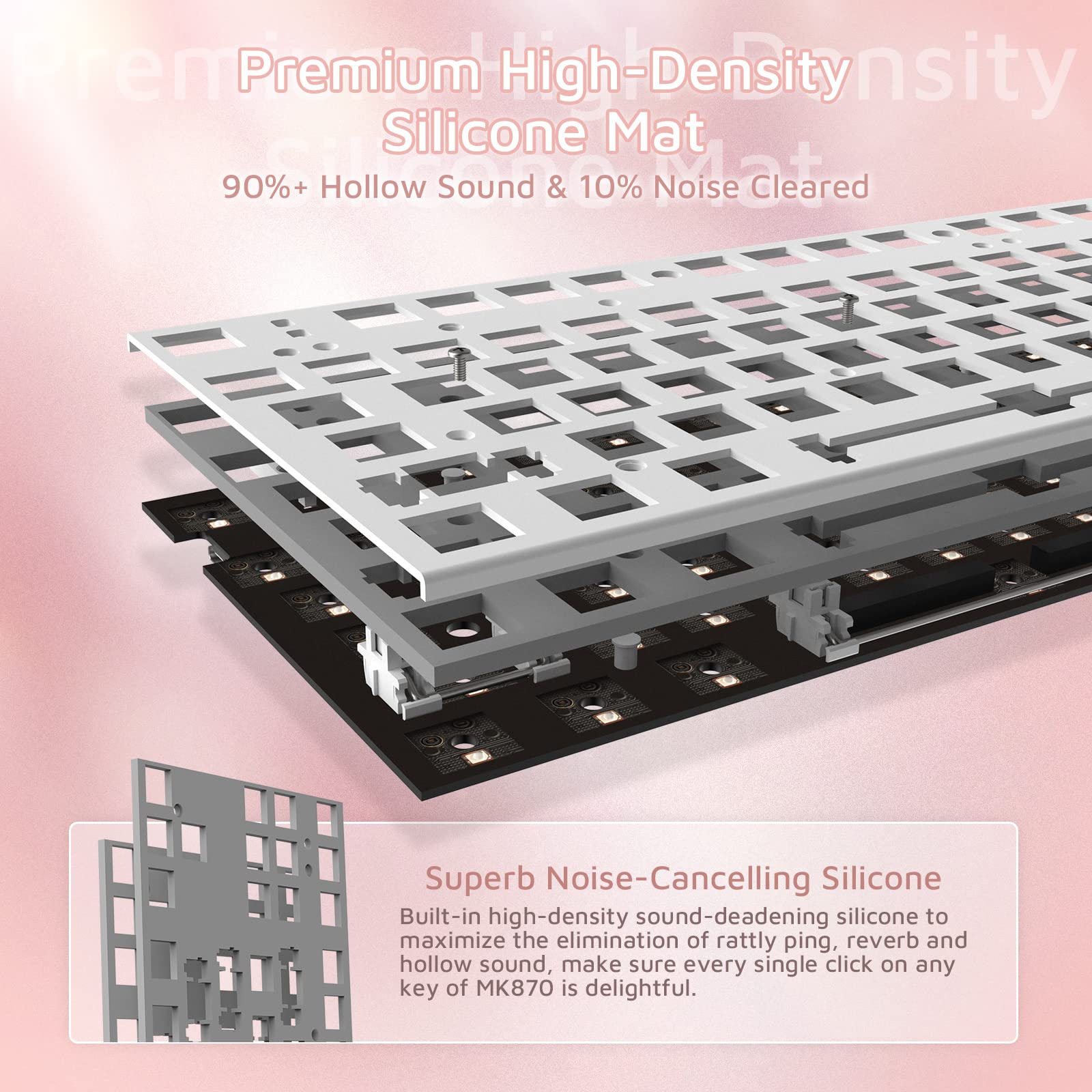 MK870 87-Key RGB Mechanical Keyboard - Hot-Swap, DIY Gaming Keyboard for PC & Mac (Frosted Pink)