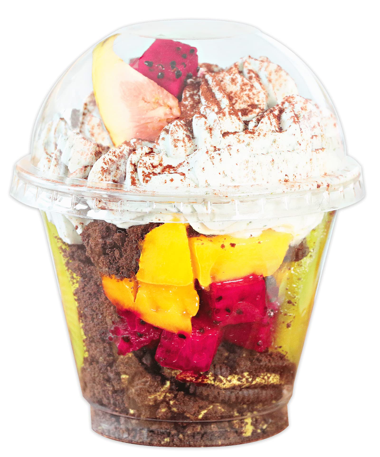 9 oz Clear Plastic Cups with Lids (No Hole) - 25 Sets Sturdy Leak-Proof Disposable Dessert Cups for Parfait, Pudding, Ice Cream, Fruit & Cold Drinks - Perfect for Parties, Picnics, Cafes & Catering Events