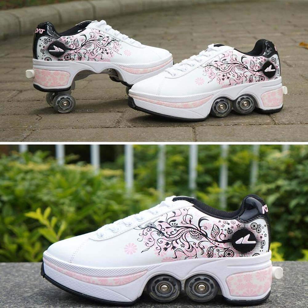 **Women's Roller Skates with Retractable Wheels - Adjustable Quad Skates for Girls, Boys & Adults - Outdoor & Parkour Inline Skates for Kids - Perfect for Fitness, Fun & Outdoor Adventures**