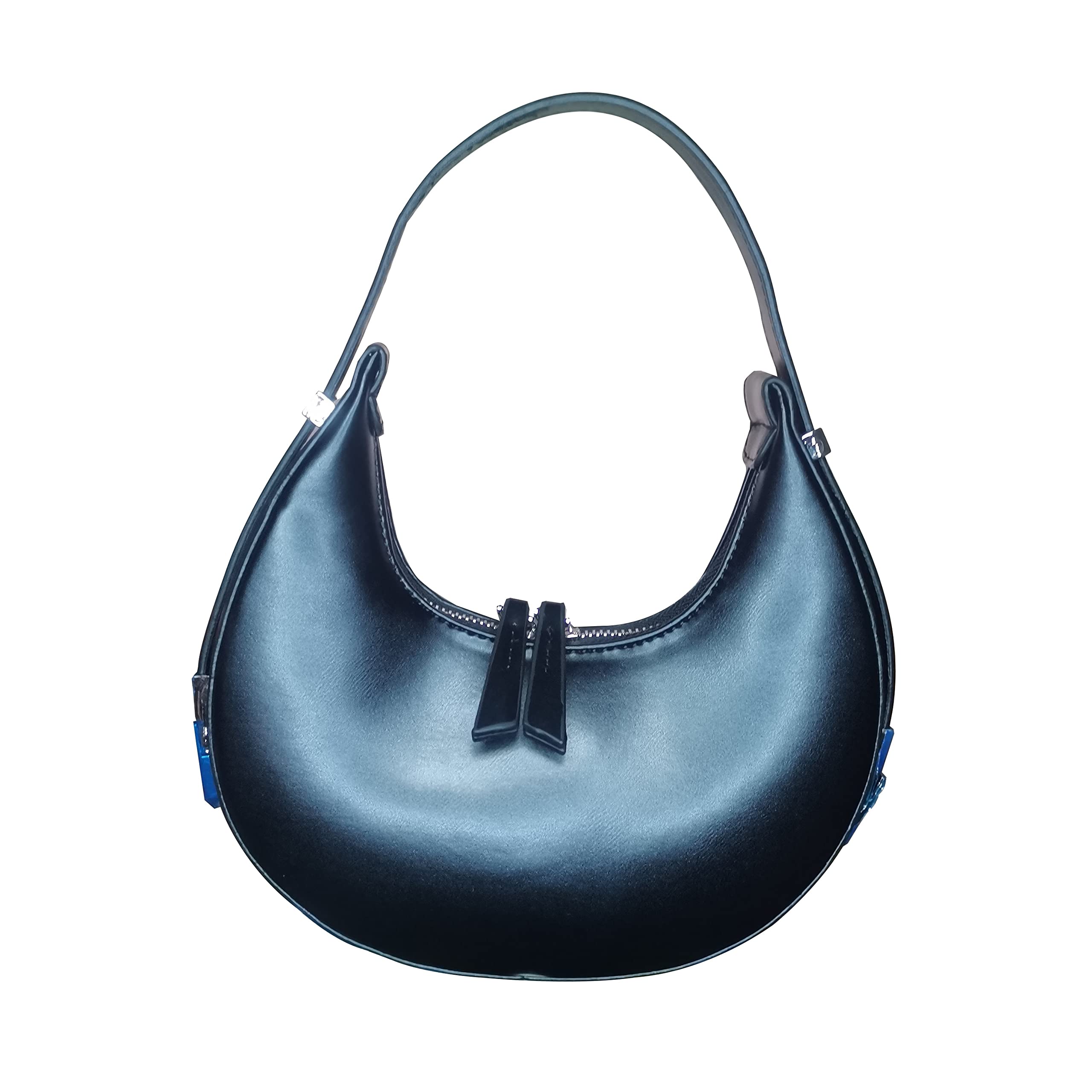ZUKKY Women's Designer Shoulder Bag - High-Quality Textured Leather, Fashionable & Elegant Crossbody Sling Bag, Black Crescent Moon Purse for Work, Travel & Evening Out