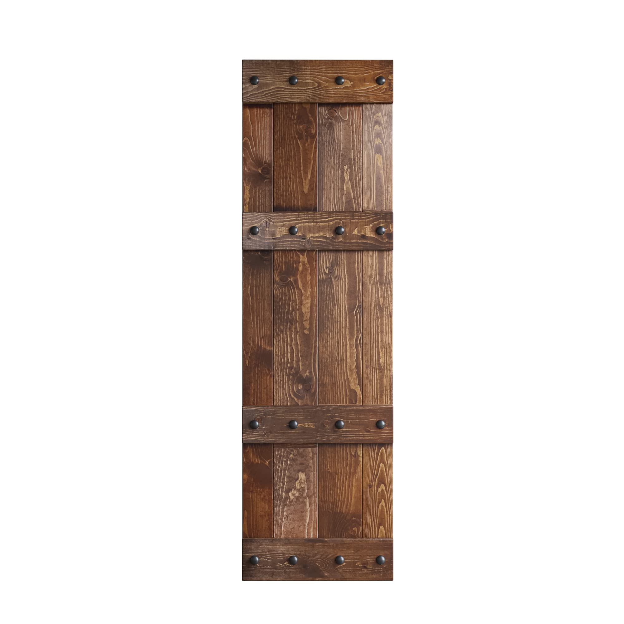 24in x 84in Castle-Series DIY Knotty Wood Sliding Barn Door - Dark Walnut Finish - No Hardware Included - Perfect for Bedroom, Closet & Farmhouse Style Home Decor