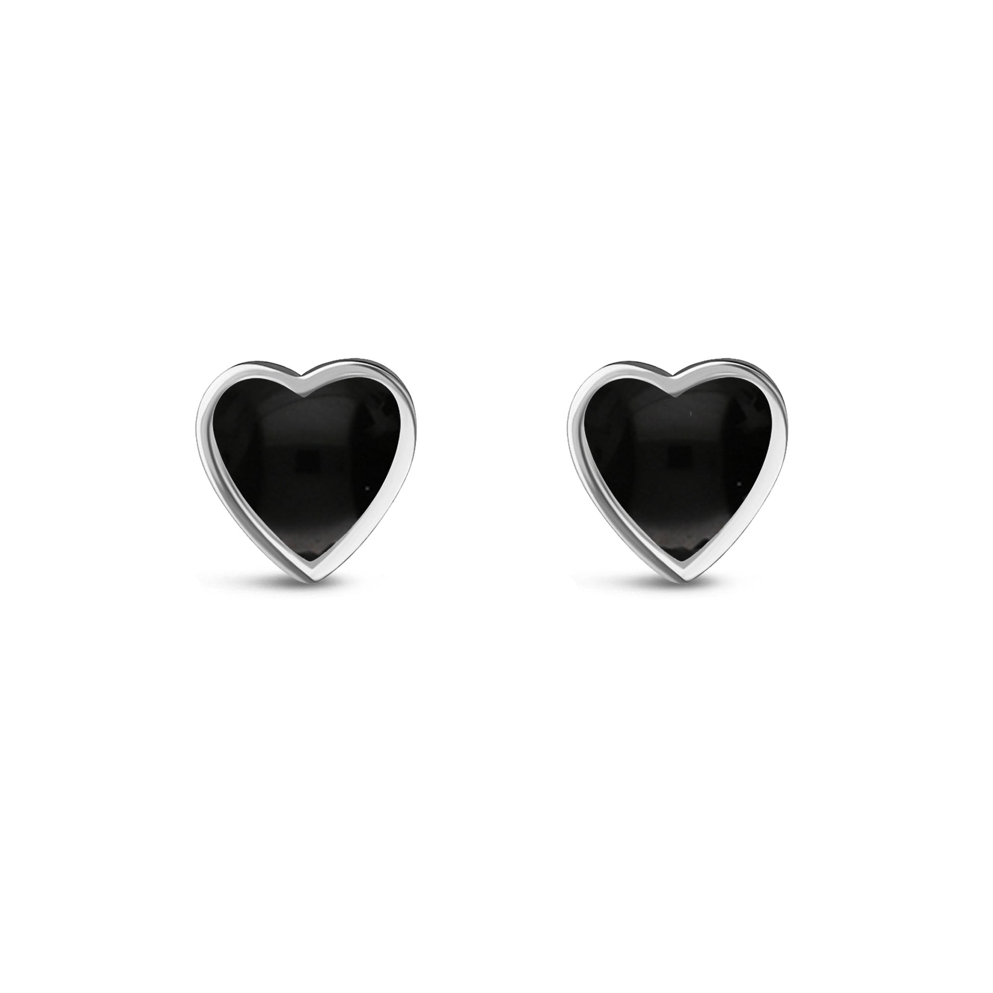 Sterling Silver Whitby Jet Large Heart Stud Earrings for Women - Elegant Gothic Jewelry Gift for Her - Perfect for Weddings, Parties & Everyday Wear