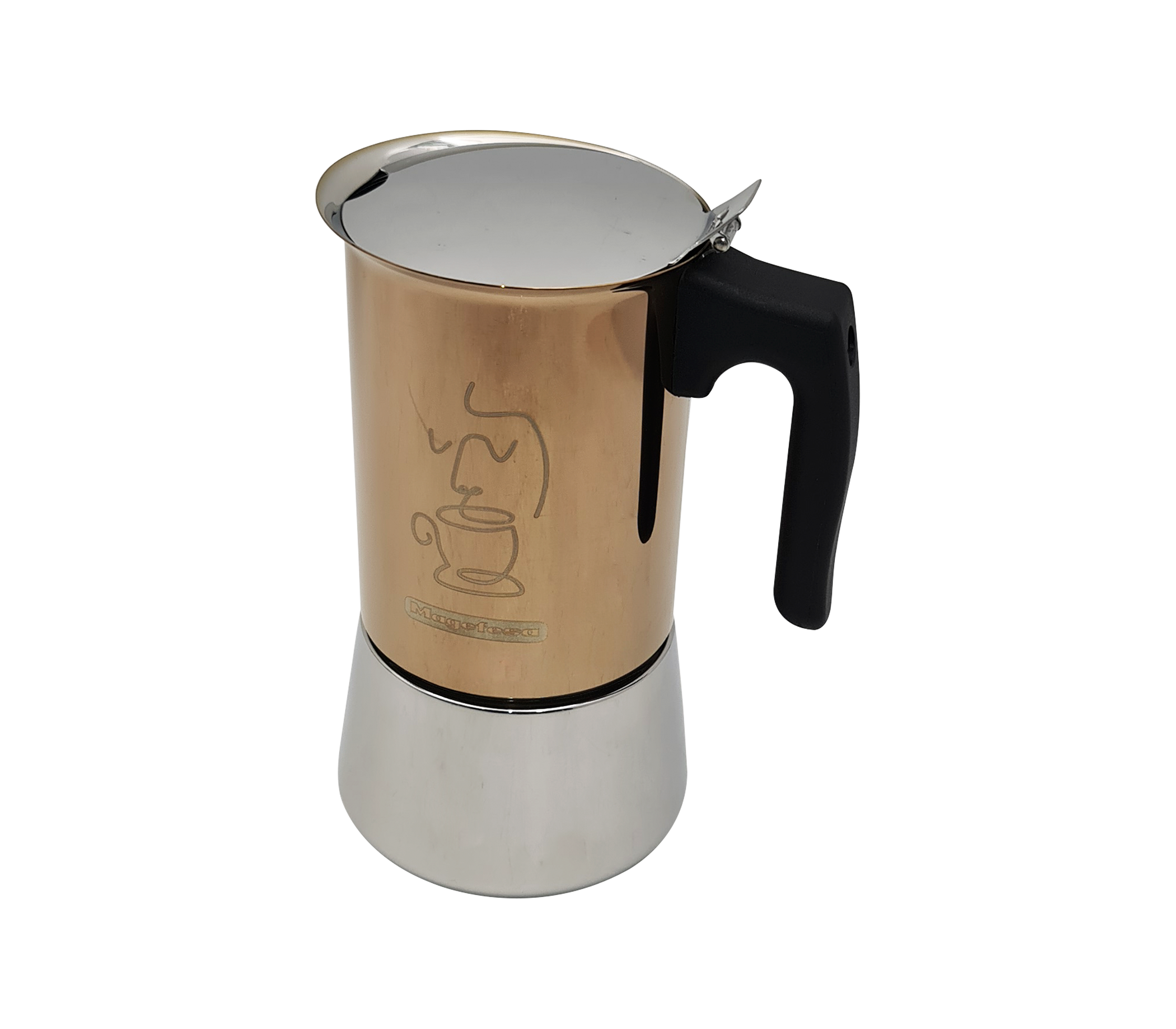 Magefesa Giulia Italian Espresso Coffee Maker - Stainless Steel Stovetop Moka Pot for Home & Office Use