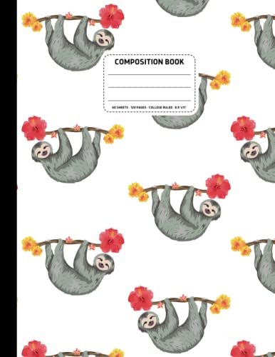 Sloth Composition Notebook - College Ruled 8.5 x 11 Journal with 120 Pages | Cute Sloth Design for School, Office & Note Taking | Perfect Gift for Students & Animal Lovers