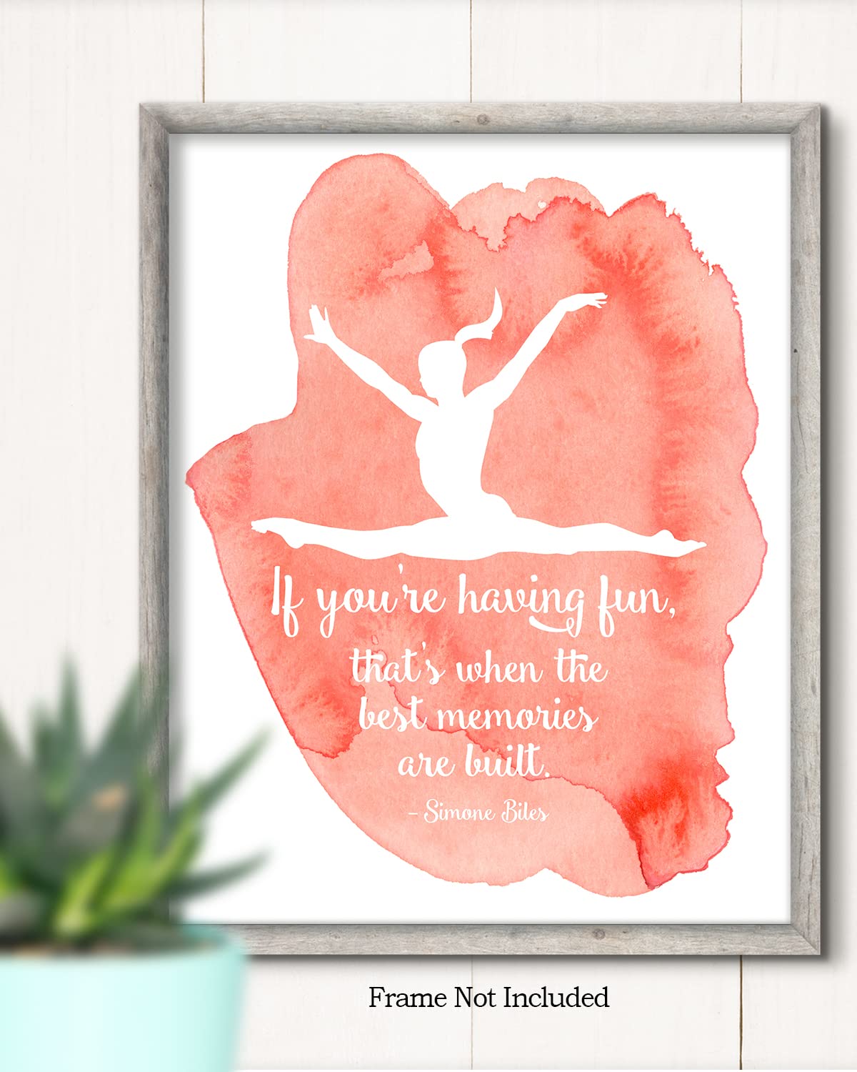Inspiring Simone Biles Quote Wall Art Print - Motivational Gymnastics Decor with Pink Background for Gymnasts, Coaches & Fans | Perfect for Bedrooms, Gyms & Sports Themed Rooms