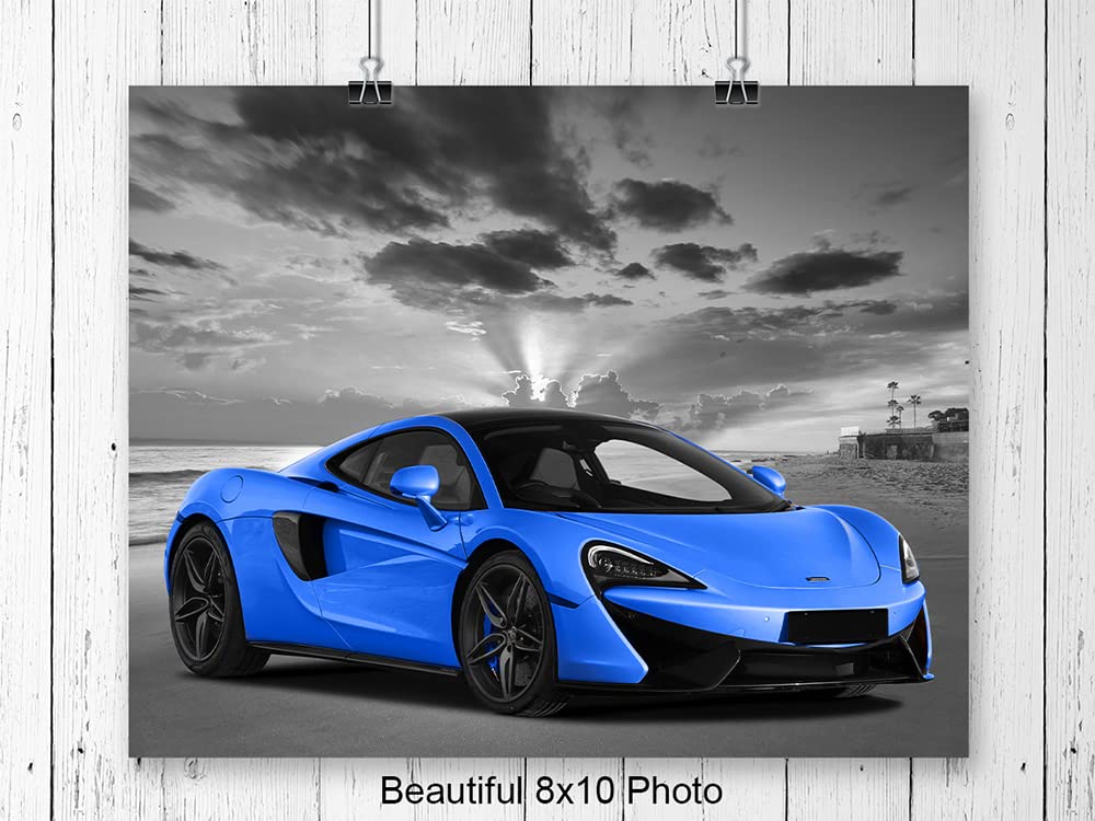 Lamborghini McLaren Ferrari Bugatti Sports Car Wall Art Posters - Boys Room Decor & Man Cave Wall Decor - Race Car Themed Garage & Bar Wall Art - Perfect for Coastal Beach Theme Bedrooms & Game Rooms