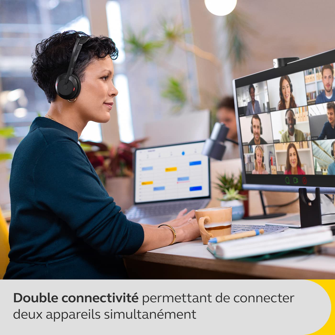 Jabra Evolve2 55 Mono Wireless Headset with Charging Stand - Noise Cancelling Microphone & ANC - Air Comfort Technology - Compatible with Zoom, Google Meet & UC Platforms - Black - Perfect for Remote Work & Online Meetings