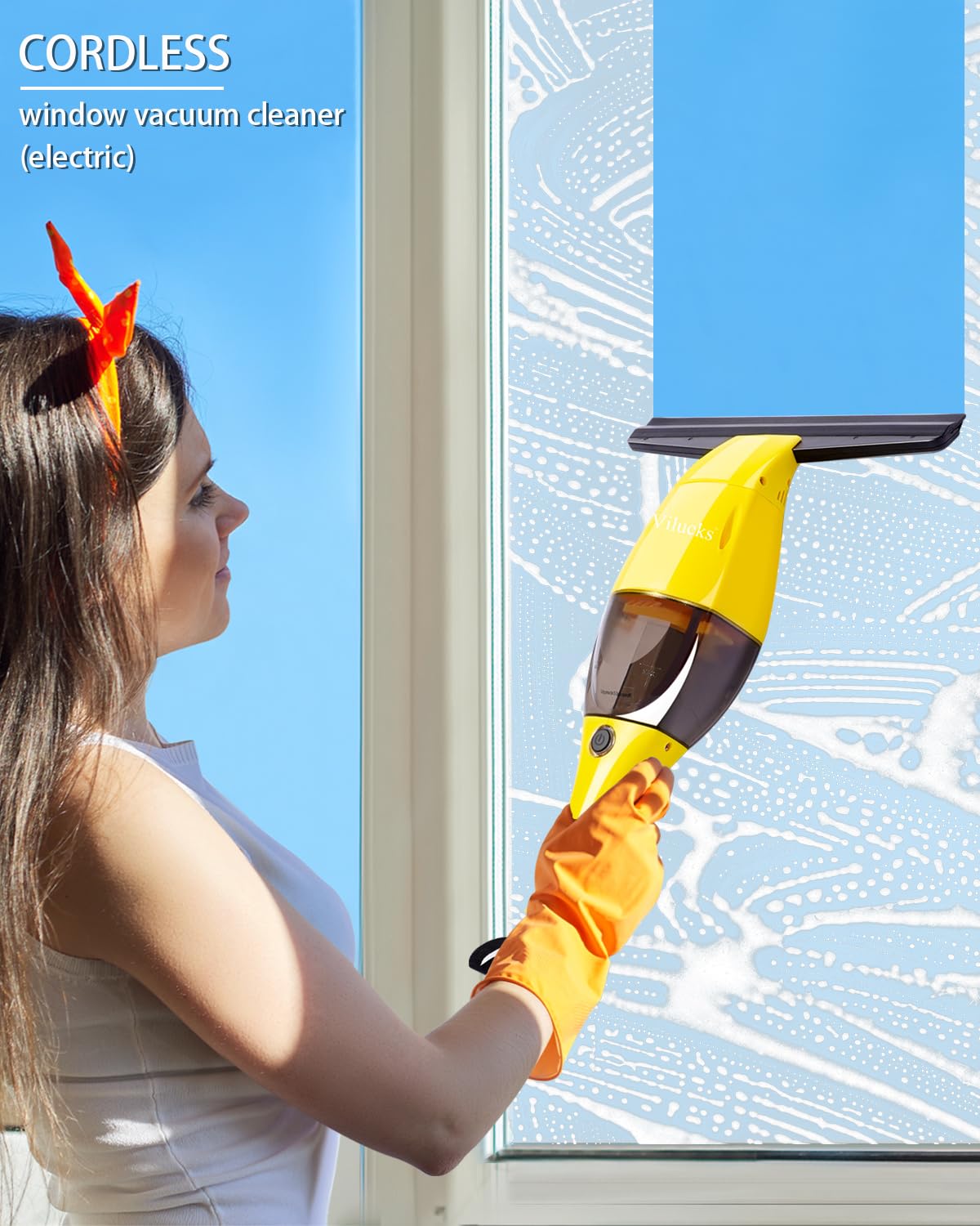 Rechargeable Cordless Window Vacuum Cleaner - 11 Inch Electric Squeegee for Windows, Mirrors, Tiles, Glass Doors & Car Windshield | Perfect for Home Cleaning, Auto Detailing & Commercial Use